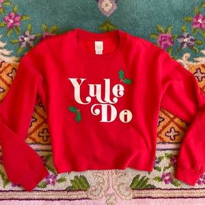 “Yule do” cropped Christmas mistletoe sweatshirt